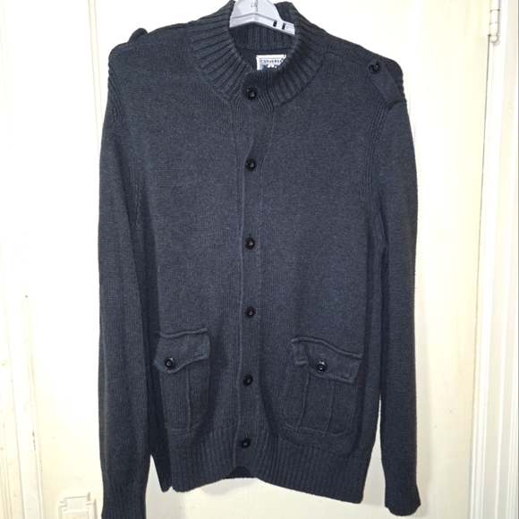Converse Button-Down Heavy Knit Heather Gray Cardigan Sweater XL - Picture 1 of 8